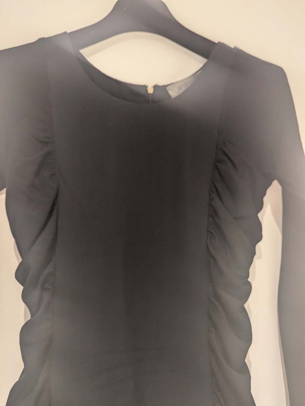Sportmax Dress Womens Small S Black Long Sleeve Bodycon Round Neck Ruched Sides